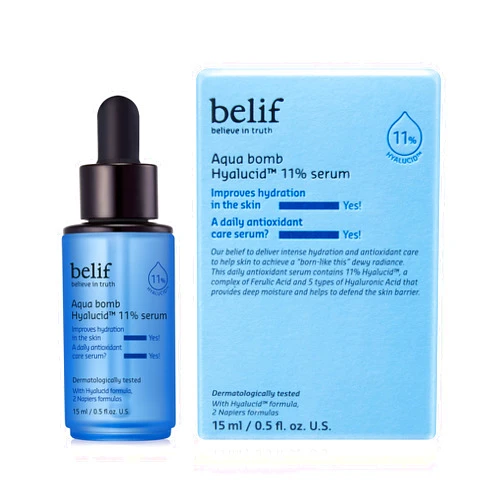 belif Aqua Bomb Hydrating Hyalucid™ 11% Serum, 5 Types of Hyaluronic Acid, Good for Dryness, Dullness, Loss of Firmness & Elasticity, Glycerin, For All Skin Types, Korean Skin Care