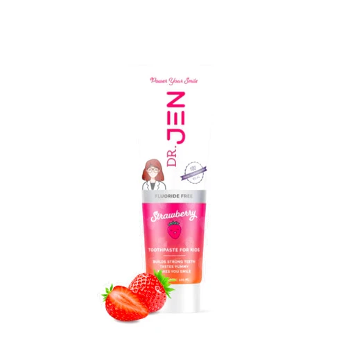 Dr Jen|Kids Toothpaste: 10% Nano Hydroxyapatite Toothpaste Whitening-Fluoride Free Toothpaste Sensitive Teeth Support for Kids-(Strawberry)