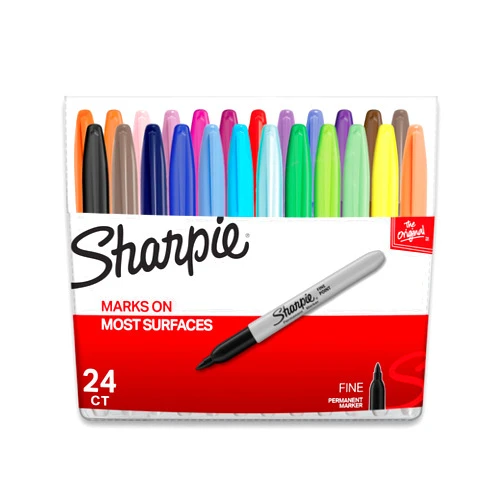 Sharpie Permanent Markers, Fine Point, Assorted Colors, 24 Count