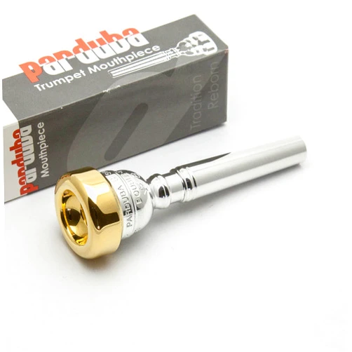 Parduba 24K Gold Rim & Cup Double Cup Trumpet Mouthpiece, 4