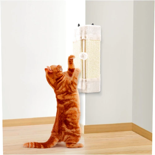 LIFLIX Wall Corner Cat Scratcher for Indoor Cats- Wall Mounted Sisal Scratching Pad with Hanging ball - Vertical Corner Wall Mount Scratch Panel, Protector for Wall Corner