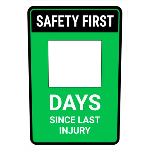 Syteept Safety First: Days Since Last Injury Green Portrait - Dry Erase Wall Sign Safety Signs 12
