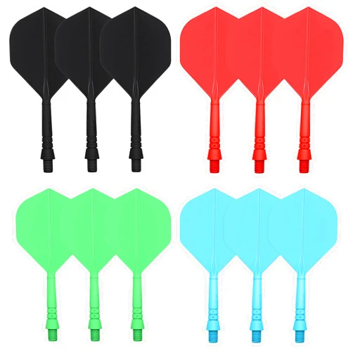 CyeeLife Integrated Dart Shaft and Flights Standard Shape,Black/Red/Blue/Green,4 Set (12pcs)