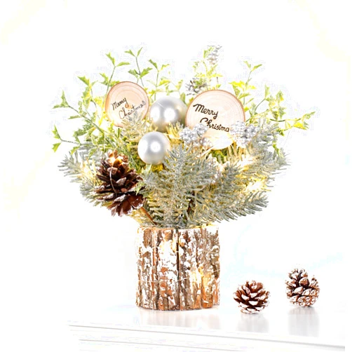 N&T NIETING 12 Inch Mini Christmas Tree with Warm-White LED Lights, Artificial Small Xmas Tree, Pre-lit Tabletop Christmas Trees for Christmas Decorations Table Top Small Christmas Tree with Lights