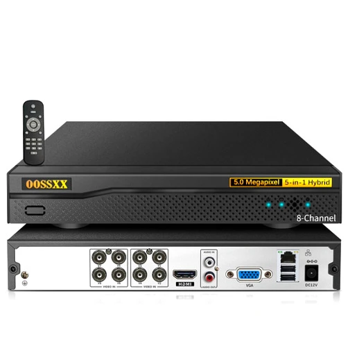 OOSSXX DVR 8-Channel Hybrid Capability 5-in-1 Digital Video Recorder 5.0MP HD Security DVR Recorder AHD/Analog/TVI/CVBS/IP Security Camera, Max to 6TB (NO HDD)