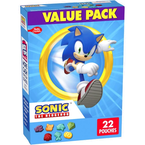 Betty Crocker Sonic The Hedgehog Fruit Flavored Snacks, Treat Pouches, Gluten Free Snack, Value Pack, 22 Ct, 17.6 oz
