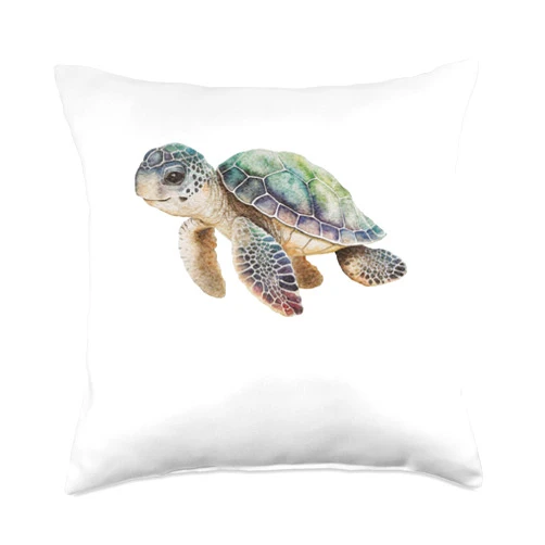 Meer Lifestyle Turtle, Ocean, Sea Creature, Diving Throw Pillow, 18x18, Multicolor