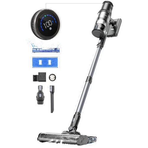 Proscenic Cordless Vacuum Cleaner, Wet Dry Vacuum and Mop Combo All in one, 45Kpa Suction Lightweight Stick Vacuum with LED Display, 50Mins Runtime Rechargeable Vacuum for Pet Hair, P11 Pro Mopping