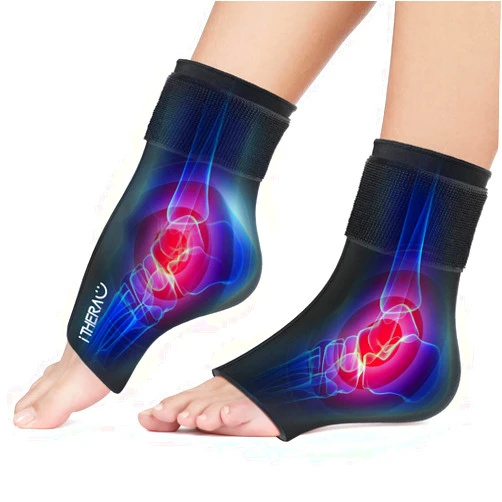 I-THERA-U iTHERAU Ankle Ice 2 Pack Wrap for Swelling, Plantar Fasciitis, Foot Pain Relief, Ankle Brace Gel Cold Packs for Injuries Reusable, Hot Cold Compress Therapy for Achilles,Tendonitis