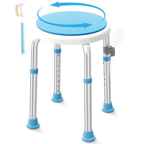 HOMLAND Swivel Shower Chair for Inside Shower, FSA/HSA Eligible Adjustable Round Shower Stool with Back Scrubber, Shower Seat for Inside Tub Bathroom Bench Bath Chair for Elderly and Disabled