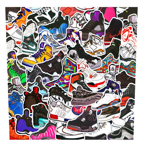 Generic Sneaker Stickers - 100 Pcs Cool Basketball Stickers Stylish Vinyl Stickers for Luggage Car Laptop Skateboard Keyboard Personalize Decal Stickers