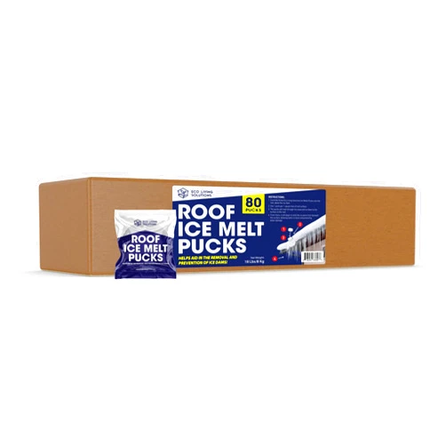 ECO LIVING SOLUTIONS Roof Ice Melt Pucks Calcium Chloride Pucks | Prevent Damage to Roofs from Ice Dams | Roof Melt Tablets | Works Down to -25 °F (18 Pounds/80 Pucks)