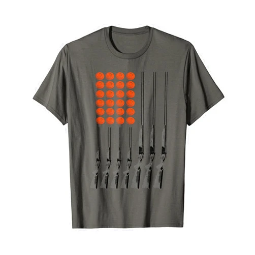 Patriotic Clay Pigeon Target Sporting Lover Outfit American Flag Trap Shooting Funny Skeet Sport Gift Men Women T-Shirt