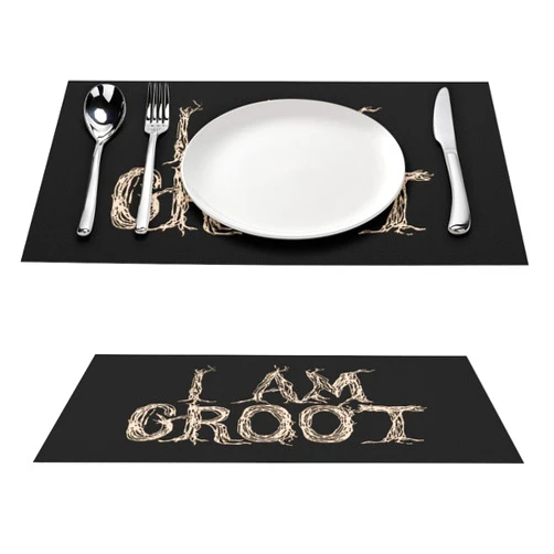Zenladen022 I Am Groot PVC Placemats Washable Heat Resistant Place Mats for Dining Table Kitchen Decor 2 PCS
