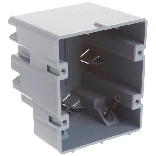 Southwire MSB2G Two Device Adjustable Depth, Heavy Duty 42lb. Mounting Screws Included 2-GANG PVC ELECTRICAL BOX, Gray