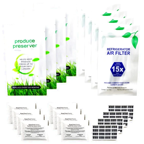 Funmit W10311524 Air Filter (4 Pack) & W10346771A Freshflow Produce Preserver (8 Pack) Replacement for Whirlpool Refrigerator