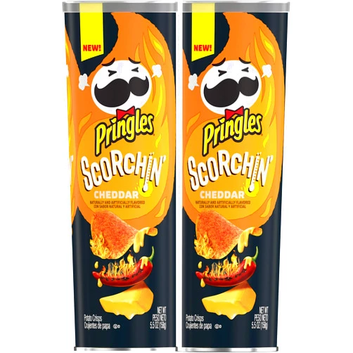 Vagabond Exchange Pringles Scorchin' Cheddar Potato Crisps Bundle Pack of 2 Cans