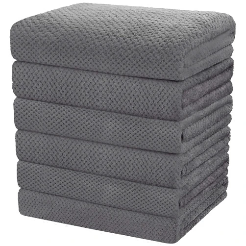 HOMEXCEL 6 Pack Bath Towel Set, (24 x 48 Inches) Microfiber Ultra Soft Highly Absorbent Bath Towel, Lightweight and Quick Drying Towels for Hotel, Bathroom, Spa and Beauty Parlor, Grey