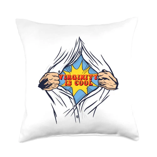 Virginity Is Cool - Abstinence And Celibacy Rocks Cool, This Funny Virgin Design Rocks Throw Pillow, 18x18, Multicolor