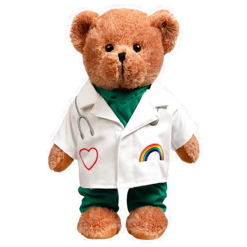 HollyHOME Doctor Bear Stuffed Animal Plush Teddy Bear in Scrubs and White Coat Gifts for Doctors Students and Kids 16 inches,Chocolate Brown