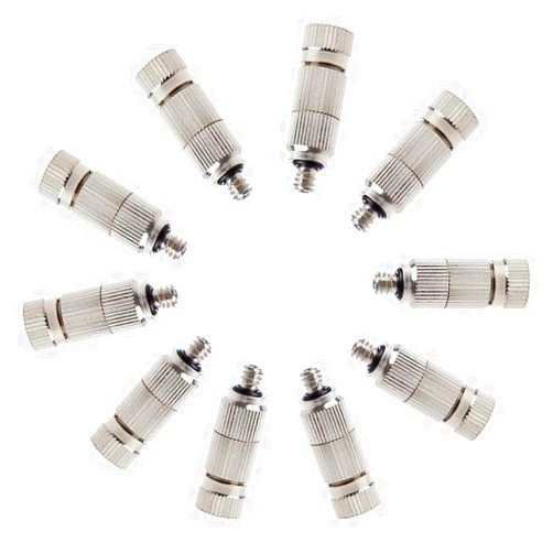 Yoebor Metalwork 10 Pcs Stainless Steel Misting Nozzles For Outdoor Cooling Misting System, High Pressure Anti Drip Cleanable, 3/16