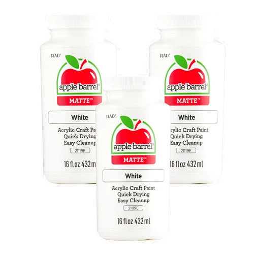 Apple Barrel Acrylic Paint in Assorted Colors, White (Pack of 3) 16 oz, 21119A- (Pack of 3)
