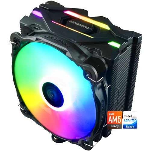 Enermax ETS-F40 A-RGB CPU Air Cooler Black - 140mm PWM Fan, 4 Copper Direct Heat Pipes, 200W+ TDP for Intel LGA1700/AMD AM5