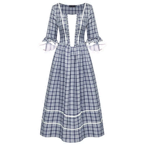Scarlet Darkness Women Pioneer Colonial Costume Prairie Plaid Dresses