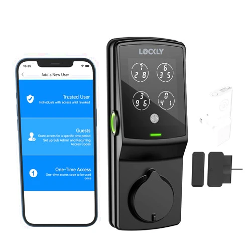 Lockly Secure Pro, Wi-Fi Smart Lock, PIN Genie® Keypad, 3D Biometric Fingerprint Sensor, Auto Lock Deadbolt (Matte Black, a Special Edition for Special Door Frame and Thick Fingers)