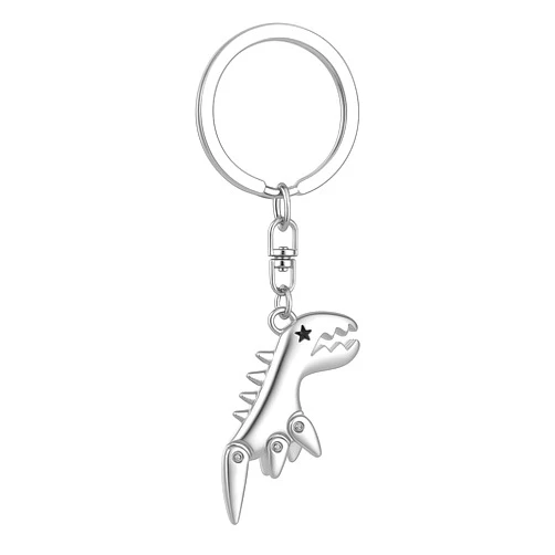 DONWOIE Dinosaur Keychain with Geometric Details and Rivet Joints,Cute Key Chain for Bag Charms Cool Keychains Gift for Women Men Young Adults and Dino Lovers Teens Boys