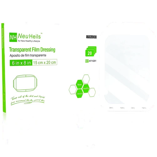 NeuHeils Transparent Film Dressing, Size 6''x8'', 20 Packs, Tattoo Aftercare Bandages, Large Waterproof Wound Cover Patch, Post Surgical Shower Shiled, IV Shield, PICC Catheter Shower Cover