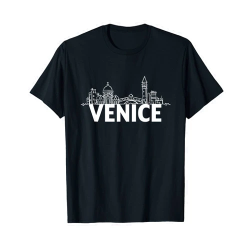 Italy City Skylines Silhouette Outline Venice Italy City Skyline Silhouette Outline Sketch T-Shirt