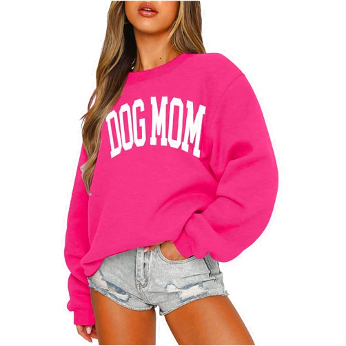 KNEYATTA Dog Mom Sweatshirt Women Dog Lover Sweatshirt Funny Graphic Fall Sweatshirts Mam Pullover Tops