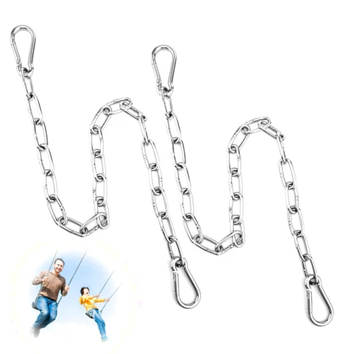 FANKUTOYS Hanging Chair Chain Set of 2 Stainless Steel Heavy Duty Hanging Kits with 4 Carabiners Hammock Chair Hardware for Indoor Outdoor Playground Hanging Chair Hammock Chair Punching Bags - 23.62