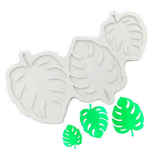 Zickupy Tropical Leaves Silicone Molds Monstera Leafage Silicone Fondant Mold for Cake Decorating Mold for Cake Candy Chocolate Baking Summer Party Supplies（1 Pack）