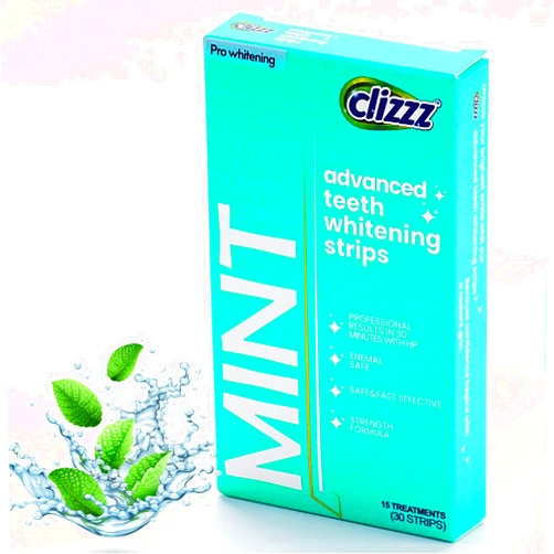 Clizzz Teeth Whitening Strips for Sensitive Teeth – Teeth Whitening Kit with 30 Strips, Enamel Safe, SGS Lab Certified Tooth Whitener for Whiter Teeth, 30-Minute Fast Results, 15 Treatments, Mint Flavor