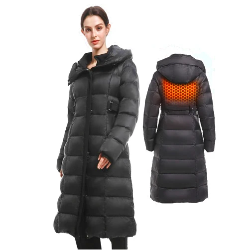 LOLA PIU Women's Winter Full Length 800 Fill Duck Down Coat,Plus Size Long Puffer Jacket Parka for Ladies,Hooded,Thickened