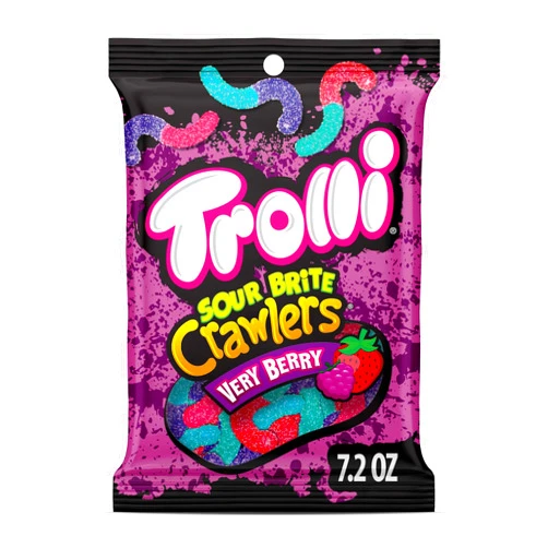 Trolli Sour Brite Crawlers, Candy, Very Berry, Sweet and Sour, Gummy Worms, 7.2 oz