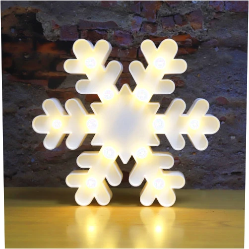 Vicila Snowflake Marquee Sign Christmas Lights, LED Night Lights Table & Wall Lamp for Bedroom, Kids' Room, Nursery Room, Home, Christmas Decorations - White Snowflake