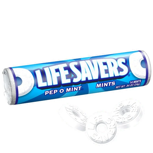 The Hampton Popcorn Company Life Savers Pep-O-Mint Roll, 0.84 Ounce (Pack of 1), Peppermint Breath Mints