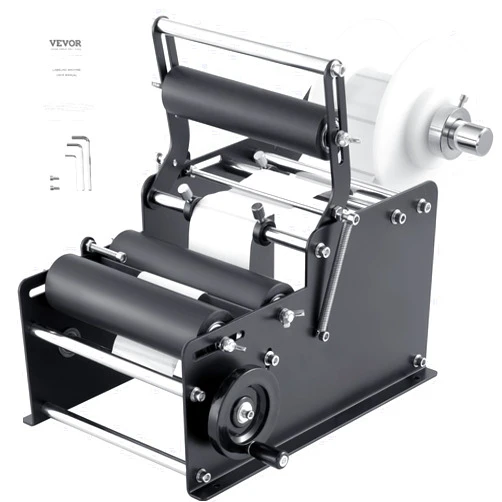 VEVOR Manual Round Labeling Machine, 15-20pcs/min, Bottle Label Applicator for Round Bottles, Adjustable Manual Round Bottle Labeler Suitable for Bottle Diameter 0.78-4.72 inches (with Pressing Bar)