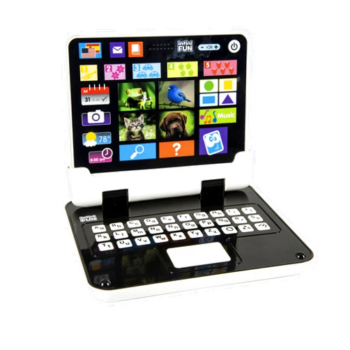 Kidz Delight Infini fun My First 2-in-1 Bilingual Tablet, English & Spanish Interactive Learning Toy for Ages 2+, Detachable Keyboard, Learn Alphabet, Numbers, Colors, Shapes, Plug & Play Realistic