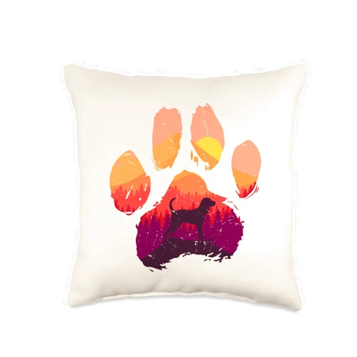 Pets Black and Tan Coonhound Paw Paw Black and Tan Coonhound Mom Dad Mountains Sunset Dog Throw Pillow, 16x16, Multicolor
