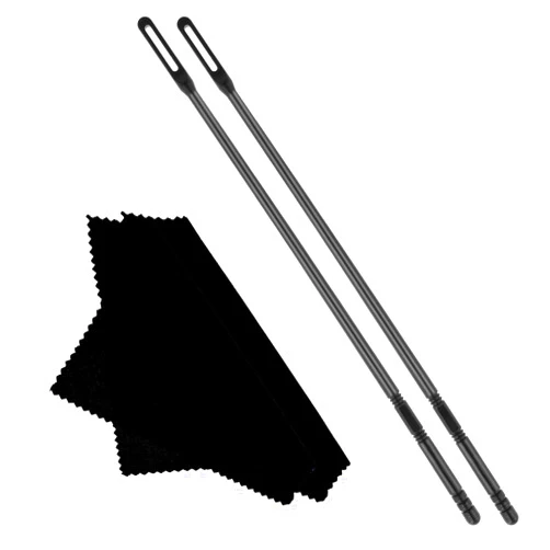 Mozeat Lens 2 Sets Flute Cleaning Rod and Cloth Flute Cleaning Kit Professional Flute Cleaner Flute Cleaning Swabs Flute Cleaning Supplies for Flute Cleaning and Polishing, Black