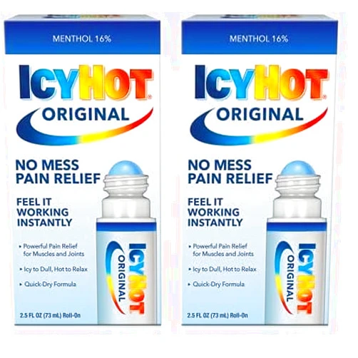 Icy Hot Original Medicated Pain Relief Liquid with No Mess Applicator, 2.5 Fluid Ounces (Pack of 2)