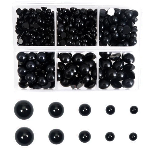 TOAOB THE ONE AND ONLY BABY TOAOB 500pcs Round Black Plastic Doll Eyes 4mm 5mm 6mm 8mm 10mm Flatback Cabochon Button Eyeball Beads for Stuffed Animals Amigurumis Crochet Bears Crafts Making