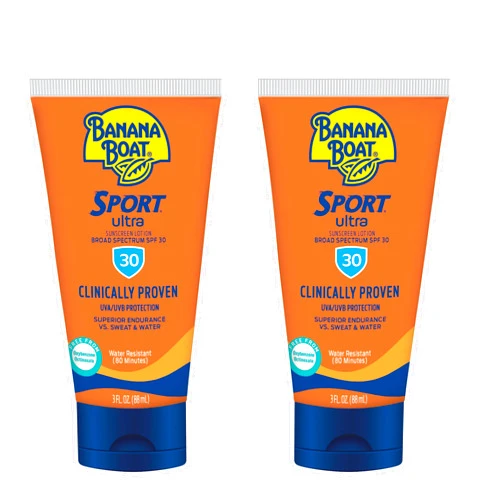 Banana Boat Sport Ultra Sunscreen Lotion SPF 30, Travel Size 3oz Twin Pack, Sweat & Water Resistant Sunblock for Active Lifestyle(Pack of 2)