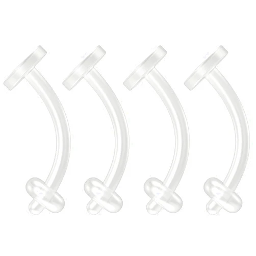Evonix 16g Lip Labret Retainers, Belly Piercing Retainer - Cartilage, Rook, Conch Invisible Flexible Clear BioFlex Curved Barbell Bioplast Jewelry for sleep, surgery (choose Package Quantity, Length)