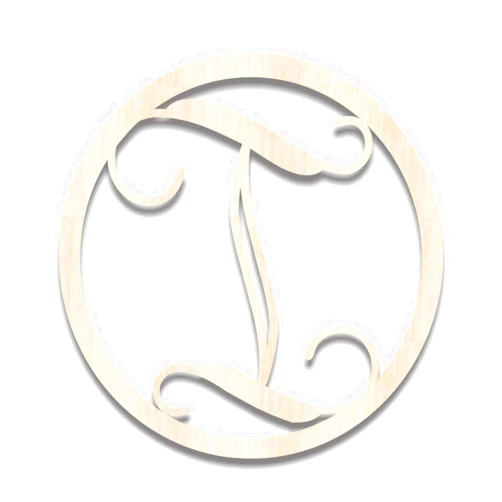 Back40Life - Precision Cut Vines Circle Wood Monogram Letter - 13-inch Unfinished I
