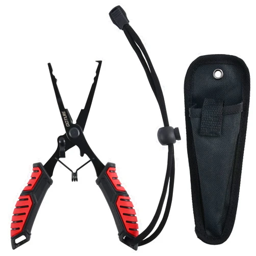 Goture Fishing Pliers, Saltwater Line Cutter with Split Ring Pliers, Fishing Hook Remover, Corrosion Resistant Fishing Needle Nose Pliers with Sheath Lanyard, Fishing Gear Gifts for Men